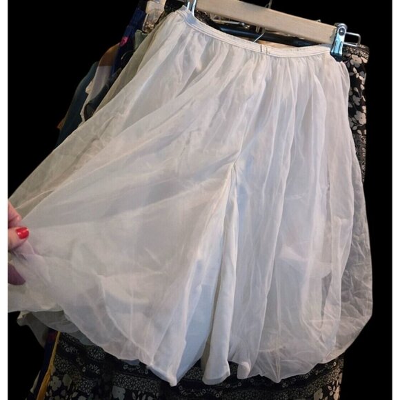 Seamprufe Vtg 50s Bloomers Half-Slip White Sz S Billowy Bubble Skirt Sheer Puffy - Picture 11 of 12